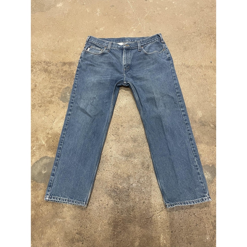 Carhartt Jeans Mens 40x30 Blue‎ Traditional Fit Straight Leg Workwear B480 DVB